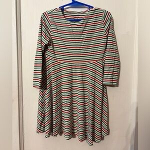 Striped Kids Dress with Red and Green Accents
